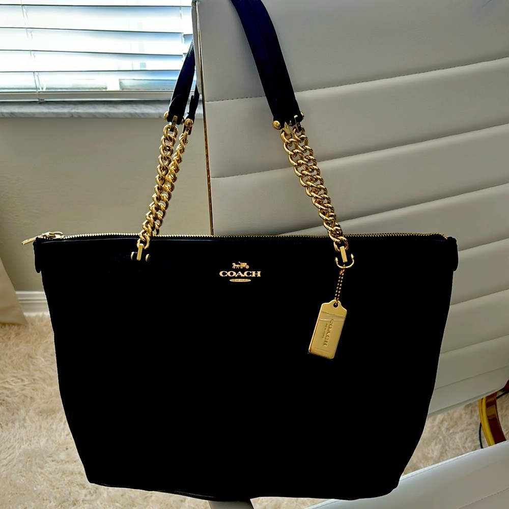 Used Coach leather tote bag
